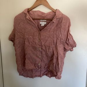 Rachel Zoe Linen Button Pink Top